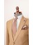 Erkek Düz Kumaş Slim Fit Yelekli Hardal Sarısı Takım Elbise 4