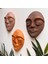 El Yapımı Yüz Heykeli Taş Duvar Dekoru 3'li Set, Modern Tasarım, Eskitme Taş Görünümlü Duvar Mask 3