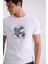 Beyaz Slim Fit Bisiklet Yaka T-Shirt 3