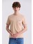 Bej Slim Fit Bisiklet Yaka T-Shirt 1
