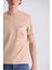 Bej Slim Fit Bisiklet Yaka T-Shirt 3