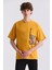Sarı Over Size Yazı Baskılı Bisiklet Yaka T-Shirt 1