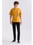 Sarı Over Size Yazı Baskılı Bisiklet Yaka T-Shirt 2