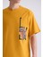 Sarı Over Size Yazı Baskılı Bisiklet Yaka T-Shirt 3