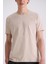 Bej Slim Fit Bisiklet Yaka T-Shirt 3