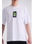 Beyaz Over Size Baskılı Bisiklet Yaka T-Shirt 3