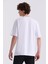 Beyaz Over Size Baskılı Bisiklet Yaka T-Shirt 4