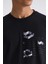 Siyah Slim Fit Bisiklet Yaka T-Shirt 3