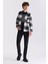 Siyah Slim Fit Ekose Desenli Pamuklu Cepli Oduncu Gömlek 2