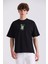 Siyah Over Size Baskılı Bisiklet Yaka T-Shirt 1