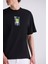 Siyah Over Size Baskılı Bisiklet Yaka T-Shirt 3