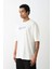 Unisex Baskılı Oversize T-Shirt - Beyaz 2