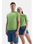 Bass Açık Yeşil Bisiklet Yaka Baskılı Standard Fit Erkek Tshirt 2
