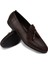 Deri Kahverengi Püsküllü Erkek Loafer - 01701MKHVC28 3
