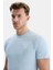Bass Gök Mavisi Bisiklet Yaka Baskılı Standard Fit Erkek Tshirt 2