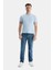 Bass Gök Mavisi Bisiklet Yaka Baskılı Standard Fit Erkek Tshirt 3