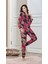 Uzun Kollu Ince Dügmeli Çiçek Desenli Kadın Pijama Takımı 1