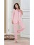 Uzun Kollu Ince Dügmeli Pembe Çizgili Kadın Pijama Takımı 1