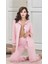 Uzun Kollu Ince Dügmeli Pembe Çizgili Kadın Pijama Takımı 2