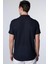 Slim Fit Dar Kesim Kısa Kollu Nefes Alan Örme Doku Armür Desenli Yazlık Lacivert Erkek Gömlek 5
