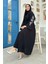 Nakış Işleme Detaylı Bel Kuşaklı Abaya 7898 Siyah 3