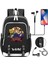 No.14 Tarzı Anime Yu-Gi-Oh Tuval Baskı Sırt Çantası USB Şarj Sırt Çantası Genç Packsack Seyahat Laptop Çantası Öğrenci Fermuar Karikatür Schoolbag (Yurt Dışından) 4
