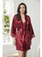 Saten Dantelli Gecelik Sabahlık Takım 4280 Bordo 2