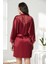 Saten Dantelli Gecelik Sabahlık Takım 4280 Bordo 3