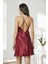 Saten Dantelli Gecelik Sabahlık Takım 4280 Bordo 5