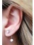 Tek taş gümüş earcuff cift küpe 1