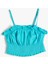 Keten Crop Bluz Askılı Fırfırlı Gipe Detaylı 1