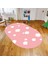 Dijital Baskılı Kaymaz Taban Yıkanabilir Oval Çocuk Odası Oyun Halısı, V-O-Çocuk-08-Pembe, 1