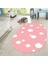 Dijital Baskılı Kaymaz Taban Yıkanabilir Oval Çocuk Odası Oyun Halısı, V-O-Çocuk-08-Pembe, 2