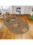 Dijital Baskılı Kaymaz Taban Yıkanabilir Oval Çocuk Odası Oyun Halısı, V-O-Çocuk-30-Kahve, 1