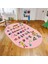 Dijital Baskılı Kaymaz Taban Yıkanabilir Oval Çocuk Odası Oyun Halısı, V-O-Çocuk-33-Pembe, 1