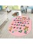 Dijital Baskılı Kaymaz Taban Yıkanabilir Oval Çocuk Odası Oyun Halısı, V-O-Çocuk-33-Pembe, 2