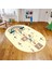 Dijital Baskılı Kaymaz Taban Yıkanabilir Oval Çocuk Odası Oyun Halısı, V-O-Çocuk-30-Krem, 1