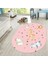Dijital Baskılı Kaymaz Taban Yıkanabilir Oval Çocuk Odası Oyun Halısı, V-O-Çocuk-35-Pembe, 2