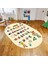 Dijital Baskılı Kaymaz Taban Yıkanabilir Oval Çocuk Odası Oyun Halısı, V-O-Çocuk-33-Krem, 1