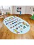 Dijital Baskılı Kaymaz Taban Yıkanabilir Oval Çocuk Odası Oyun Halısı, V-O-Çocuk-33-Mavi, 1