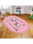 Dijital Baskılı Kaymaz Taban Yıkanabilir Oval Çocuk Odası Oyun Halısı, V-O-Çocuk-44-Pembe, 1