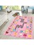 Dijital Baskılı Kaymaz Taban Yıkanabilir Çocuk Odası Oyun Halısı, V-Çocuk-44-Pembe, 2