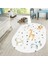 Dijital Baskılı Kaymaz Taban Yıkanabilir Oval Çocuk Odası Oyun Halısı, V-O-Çocuk-35-Beyaz, 2