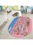 Dijital Baskılı Kaymaz Taban Yıkanabilir Oval Çocuk Odası Oyun Halısı, V-O-Çocuk-07-Pembe, 2