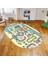 Dijital Baskılı Kaymaz Taban Yıkanabilir Oval Çocuk Odası Oyun Halısı, V-O-Çocuk-47-Krem, 1