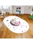 Dijital Baskılı Kaymaz Taban Yıkanabilir Oval Çocuk Odası Oyun Halısı, V-O-Çocuk-13-Beyaz, 1
