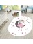 Dijital Baskılı Kaymaz Taban Yıkanabilir Oval Çocuk Odası Oyun Halısı, V-O-Çocuk-13-Beyaz, 2