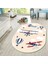 Dijital Baskılı Kaymaz Taban Yıkanabilir Oval Çocuk Odası Oyun Halısı, V-O-Çocuk-23-Krem, 2
