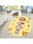 Dijital Baskılı Kaymaz Taban Yıkanabilir Oval Çocuk Odası Oyun Halısı, V-O-Çocuk-29-Sarı, 2