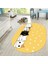 Dijital Baskılı Kaymaz Taban Yıkanabilir Oval Çocuk Odası Oyun Halısı, V-O-Çocuk-49-Sarı, 2